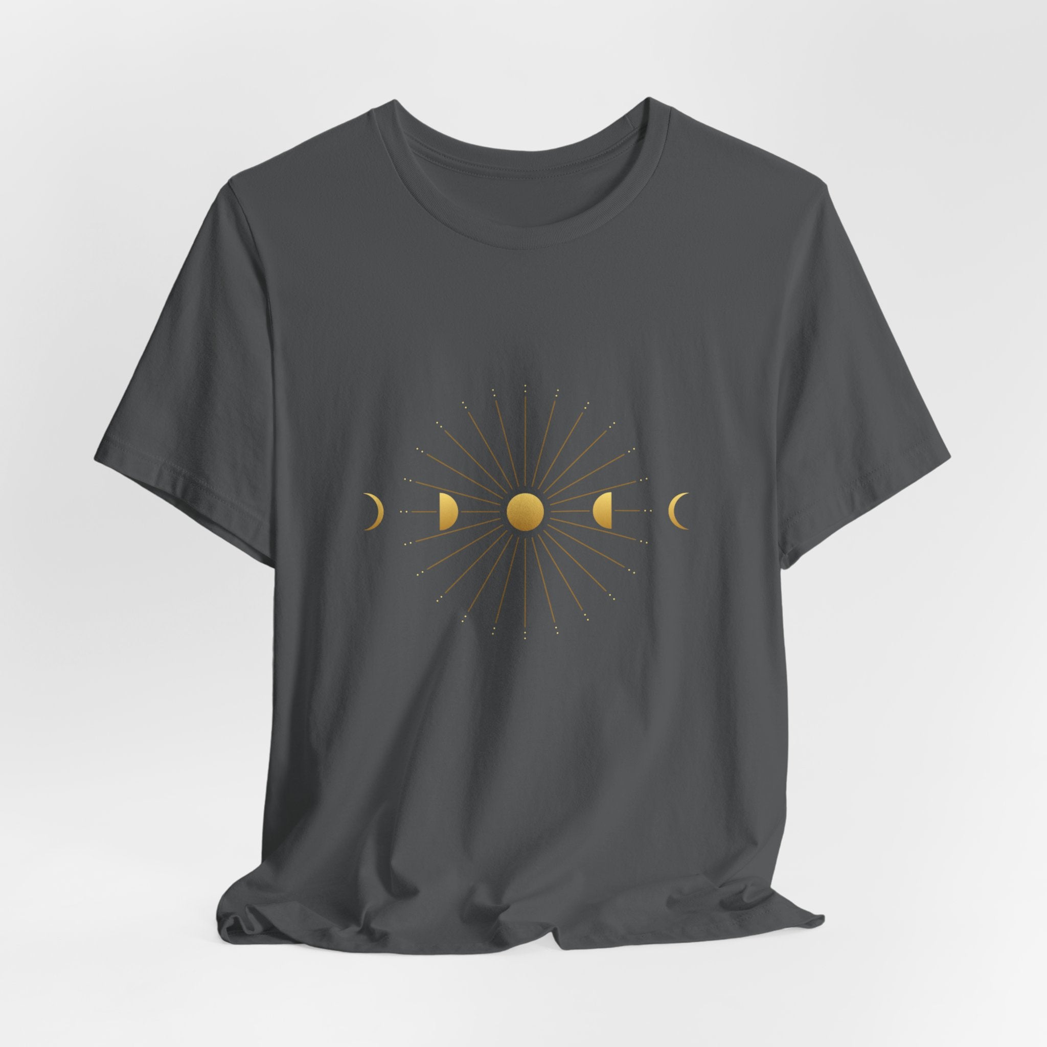 Moon Cycle Starburst T-Shirt | Celestial Sacred Geometry Shirt — Lunar Cycle Spiritual Tee