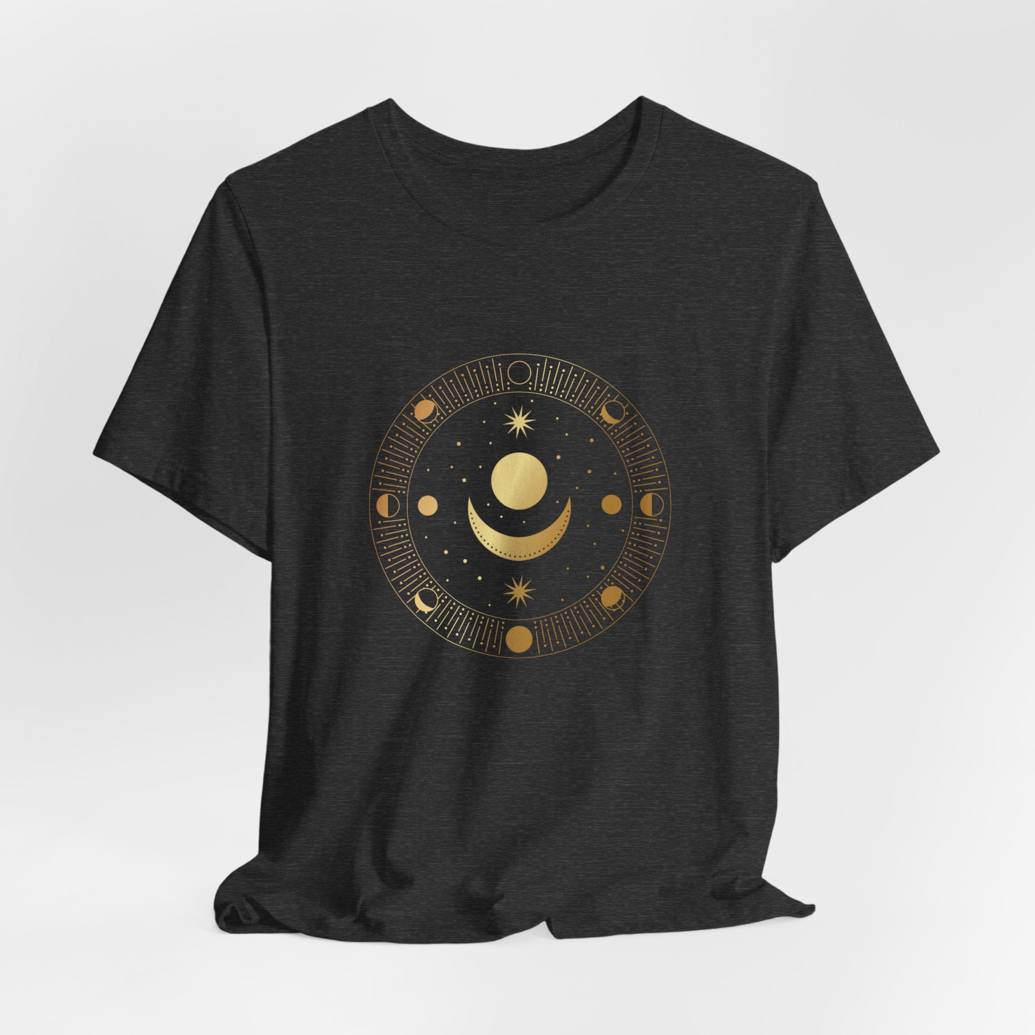 Moon Cycles Sacred Geometry T-Shirt | Celestial Shirt — Lunar Phases Spiritual Awareness Tee