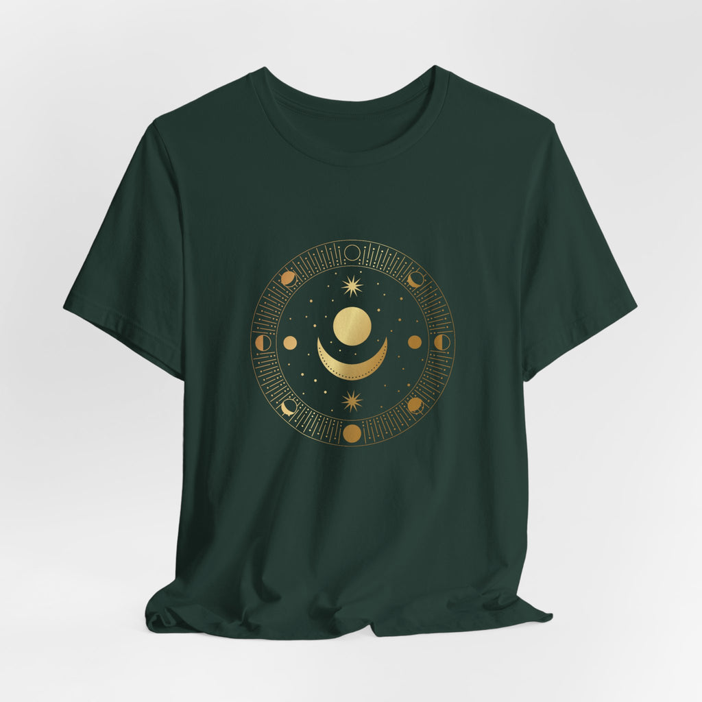 Moon Cycles Sacred Geometry T-Shirt | Celestial Shirt — Lunar Phases Spiritual Awareness Tee
