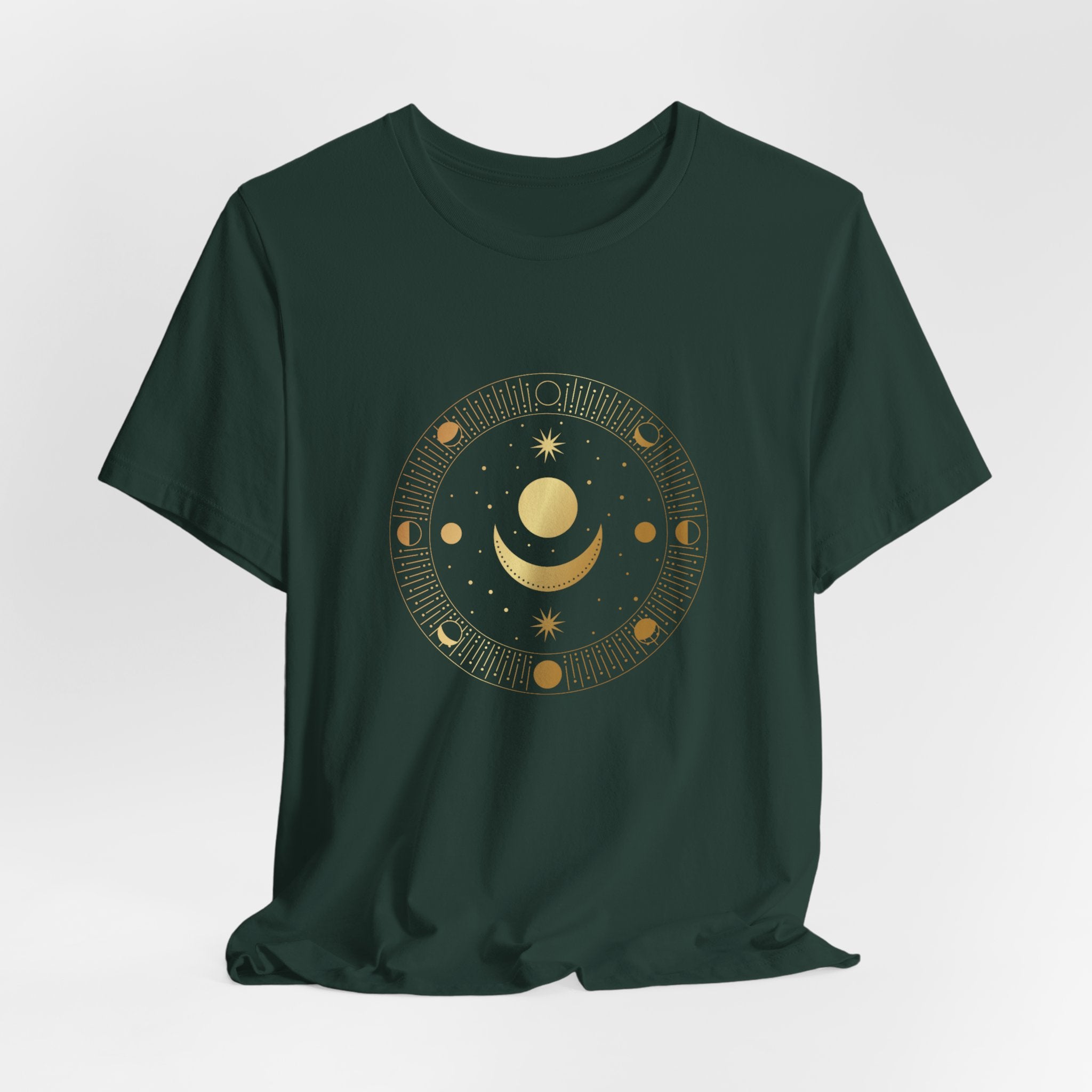 Moon Cycles Sacred Geometry T-Shirt | Celestial Shirt — Lunar Phases Spiritual Awareness Tee