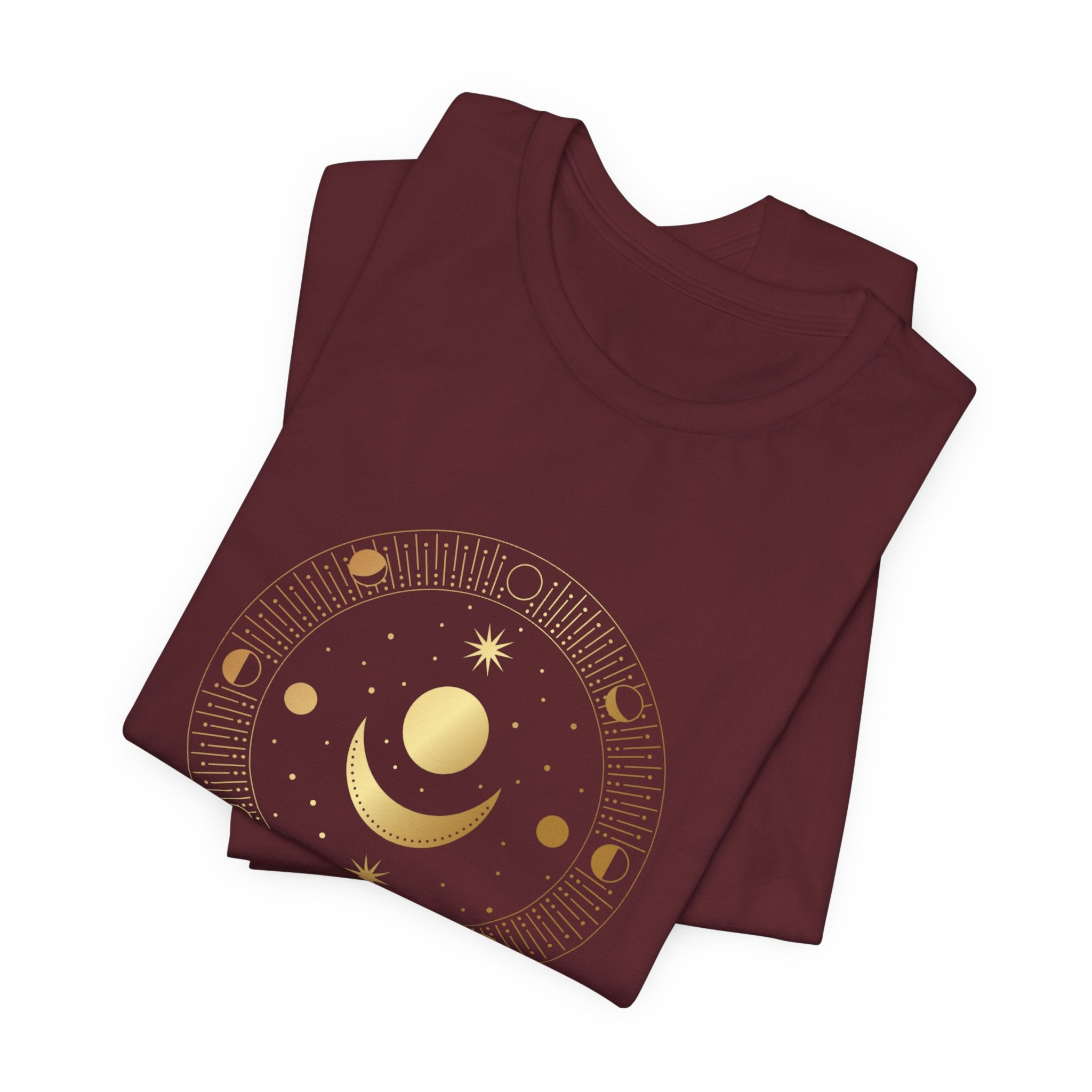 Moon Cycles Sacred Geometry T-Shirt | Celestial Shirt — Lunar Phases Spiritual Awareness Tee