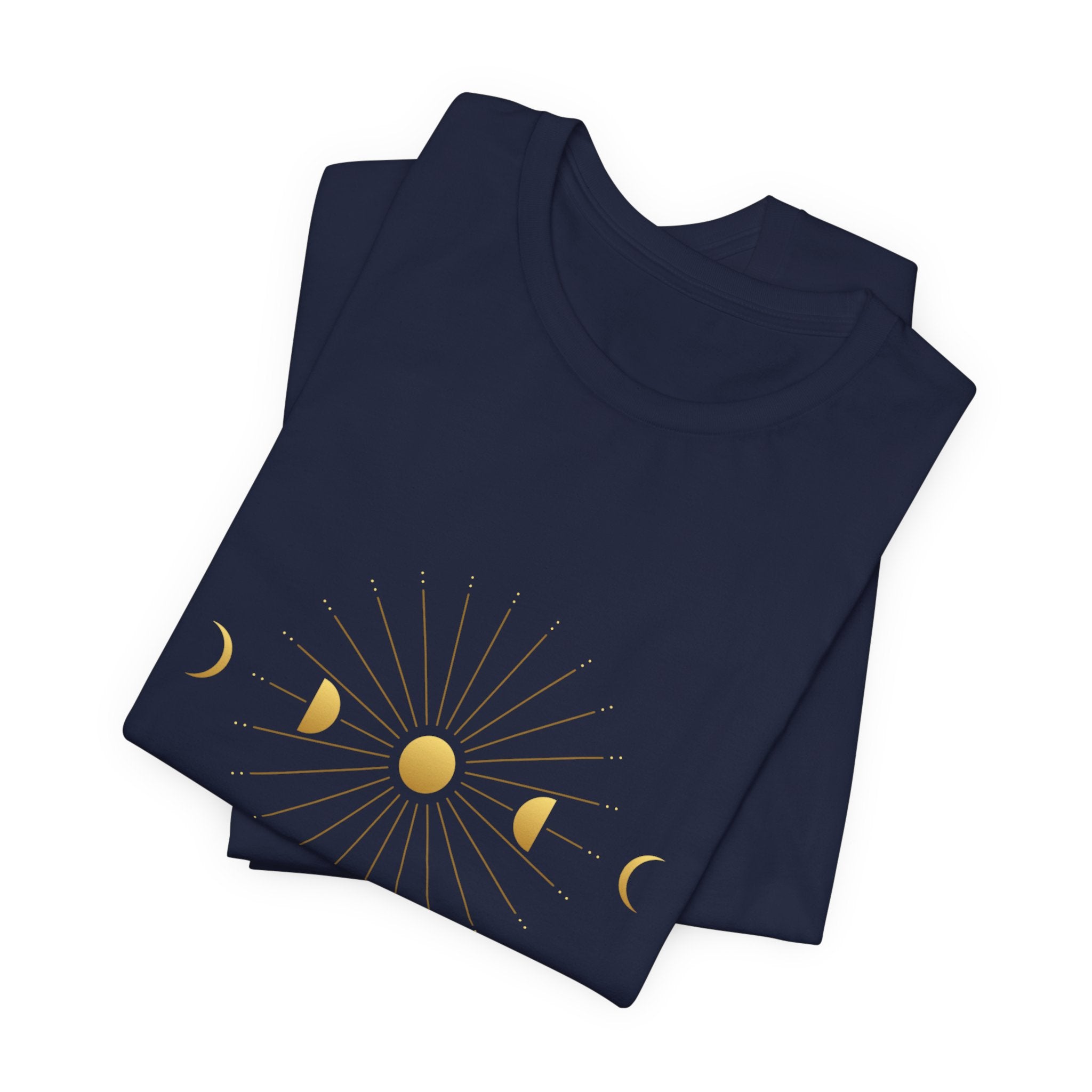 Moon Cycle Starburst T-Shirt | Celestial Sacred Geometry Shirt — Lunar Cycle Spiritual Tee