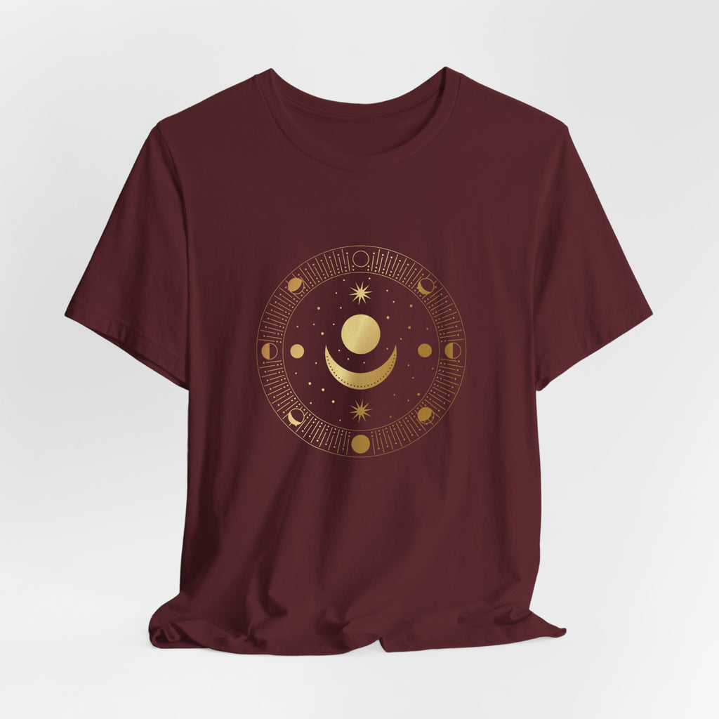 Moon Cycles Sacred Geometry T-Shirt | Celestial Shirt — Lunar Phases Spiritual Awareness Tee