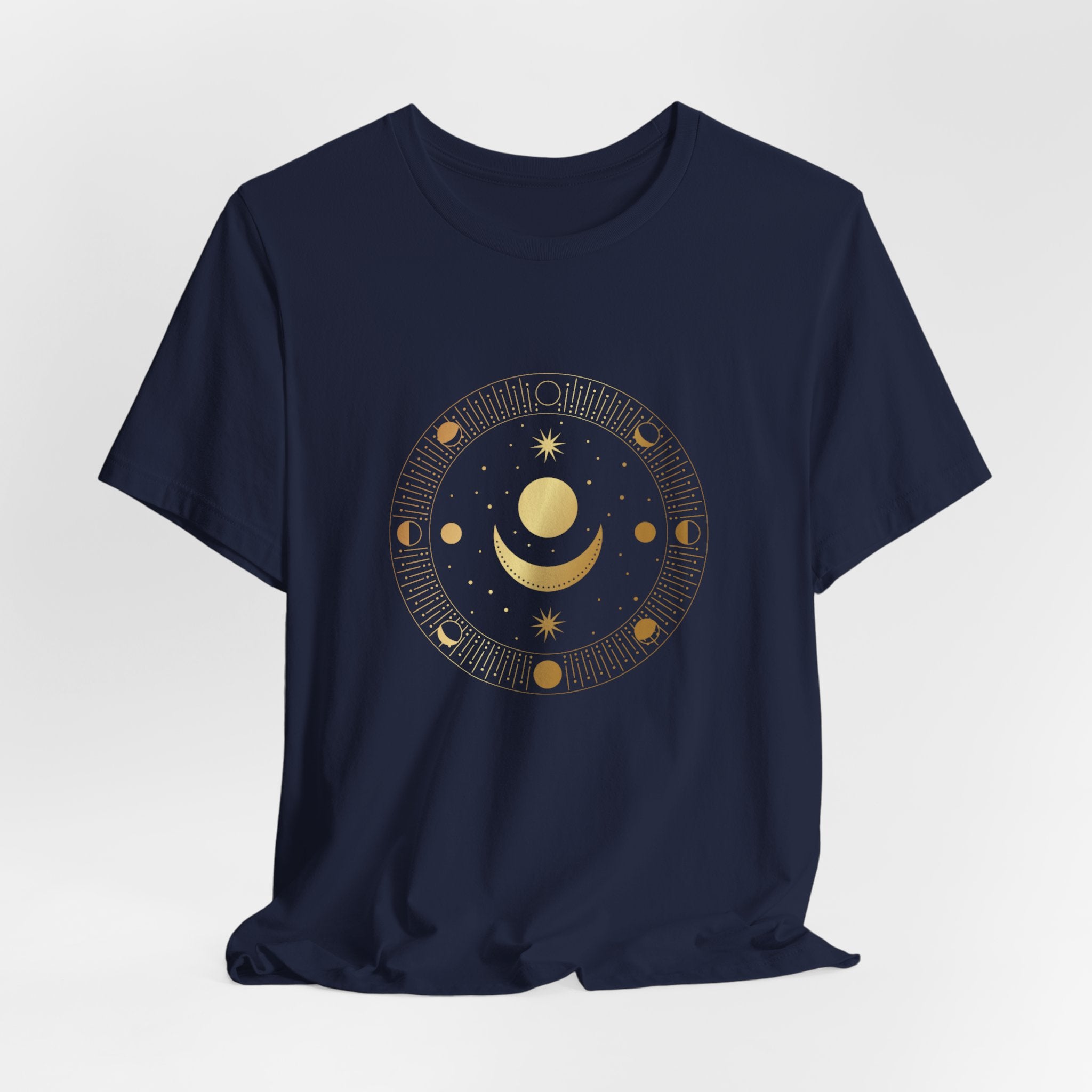 Moon Cycles Sacred Geometry T-Shirt | Celestial Shirt — Lunar Phases Spiritual Awareness Tee