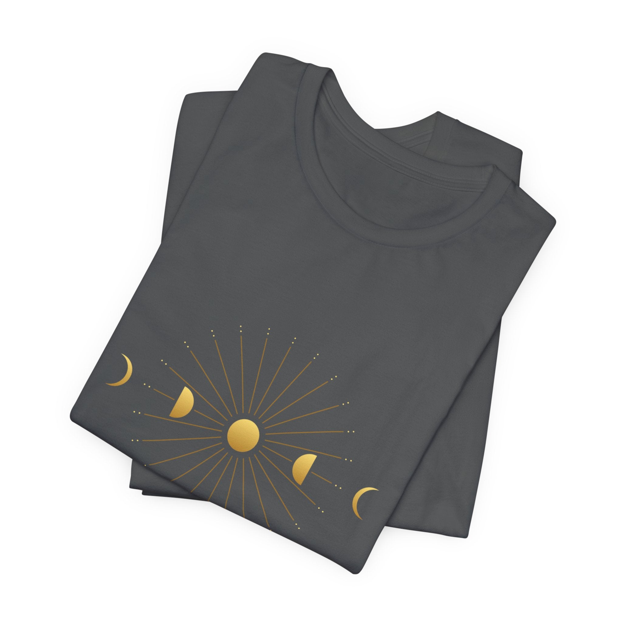 Moon Cycle Starburst T-Shirt | Celestial Sacred Geometry Shirt — Lunar Cycle Spiritual Tee