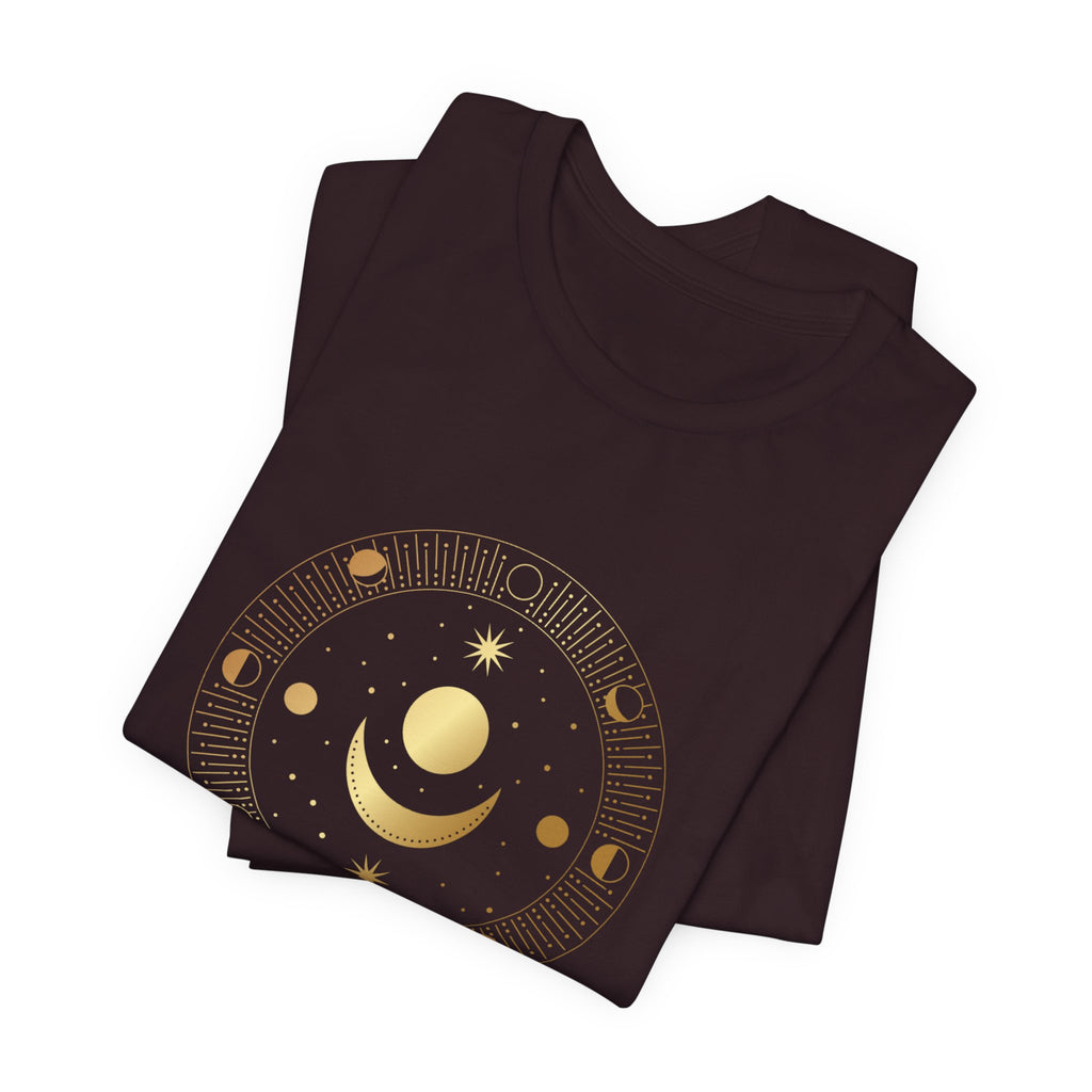 Moon Cycles Sacred Geometry T-Shirt | Celestial Shirt — Lunar Phases Spiritual Awareness Tee