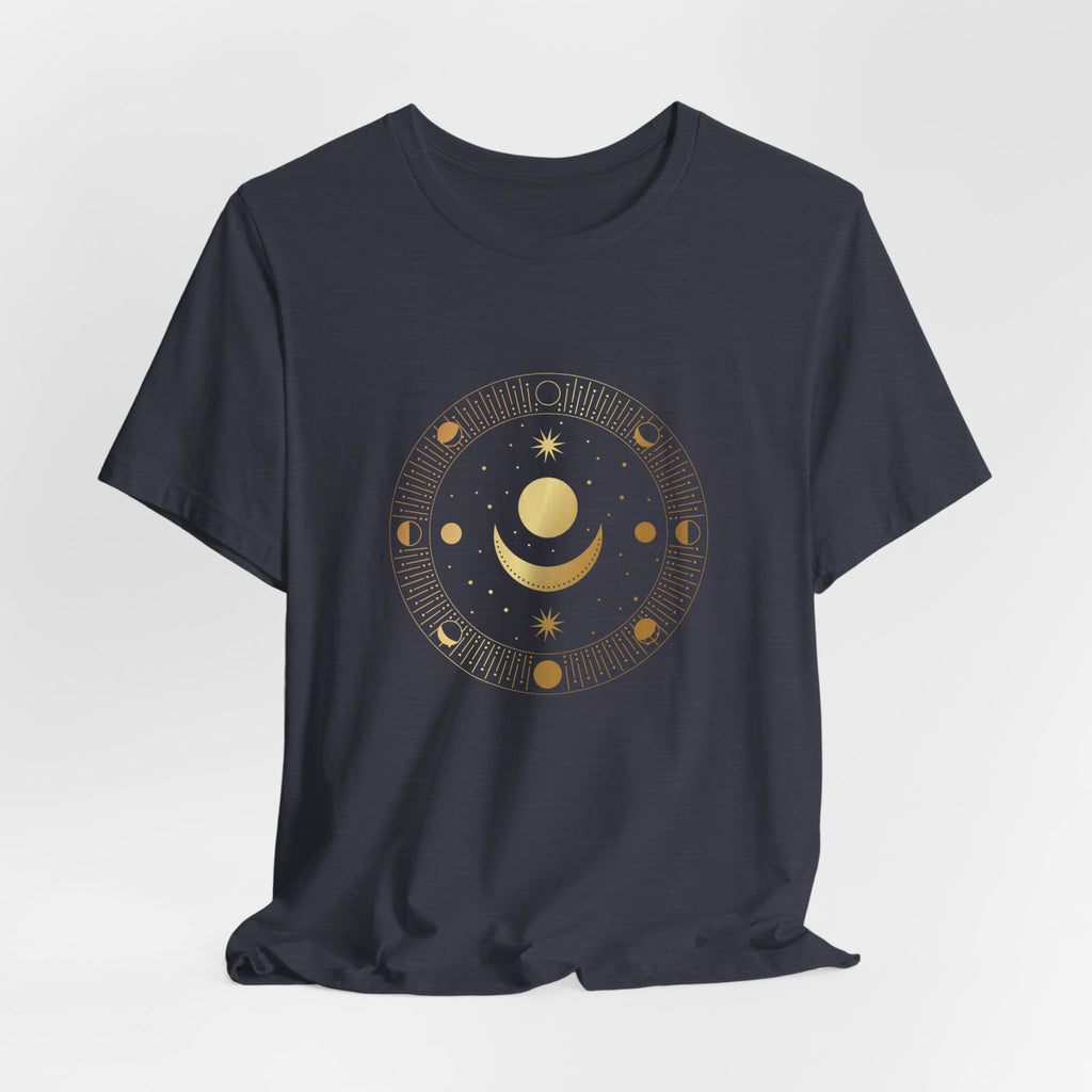Moon Cycles Sacred Geometry T-Shirt | Celestial Shirt — Lunar Phases Spiritual Awareness Tee