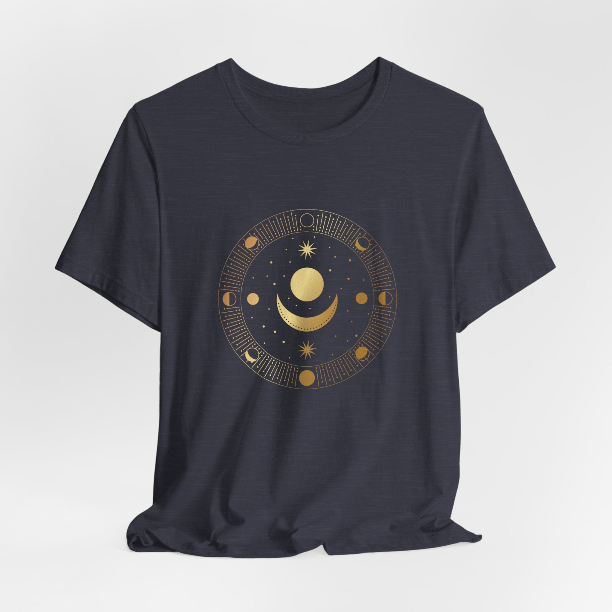 Moon Cycles Sacred Geometry T-Shirt | Celestial Shirt — Lunar Phases Spiritual Awareness Tee