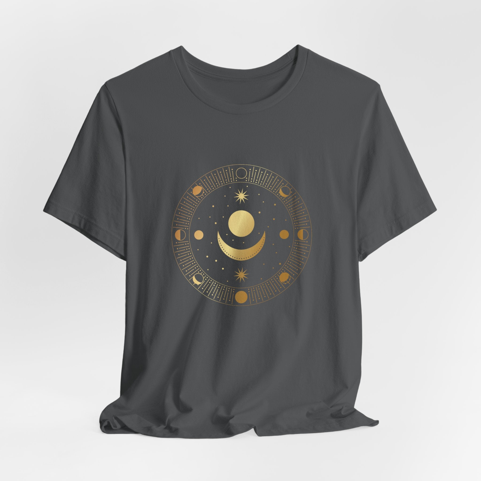 Moon Cycles Sacred Geometry T-Shirt | Celestial Shirt — Lunar Phases Spiritual Awareness Tee