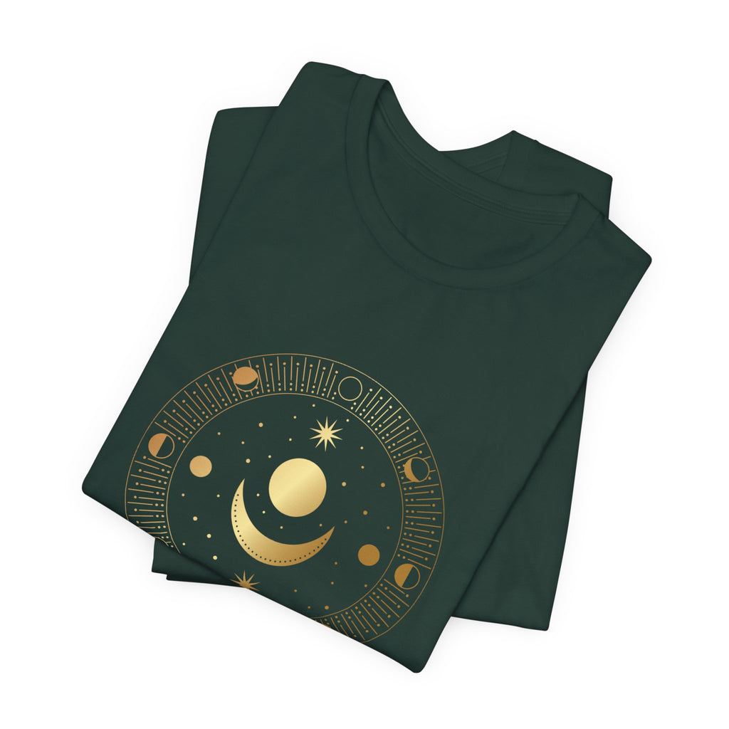 Moon Cycles Sacred Geometry T-Shirt | Celestial Shirt — Lunar Phases Spiritual Awareness Tee