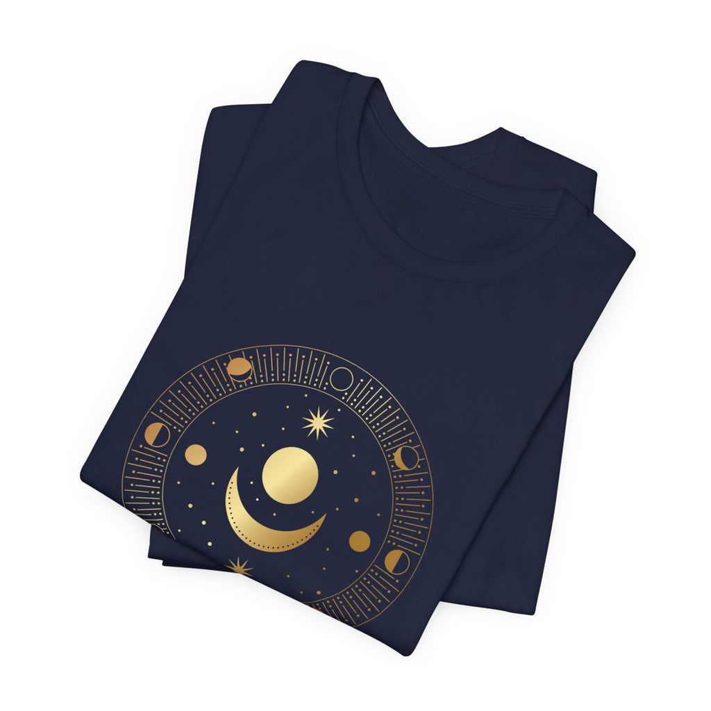 Moon Cycles Sacred Geometry T-Shirt | Celestial Shirt — Lunar Phases Spiritual Awareness Tee
