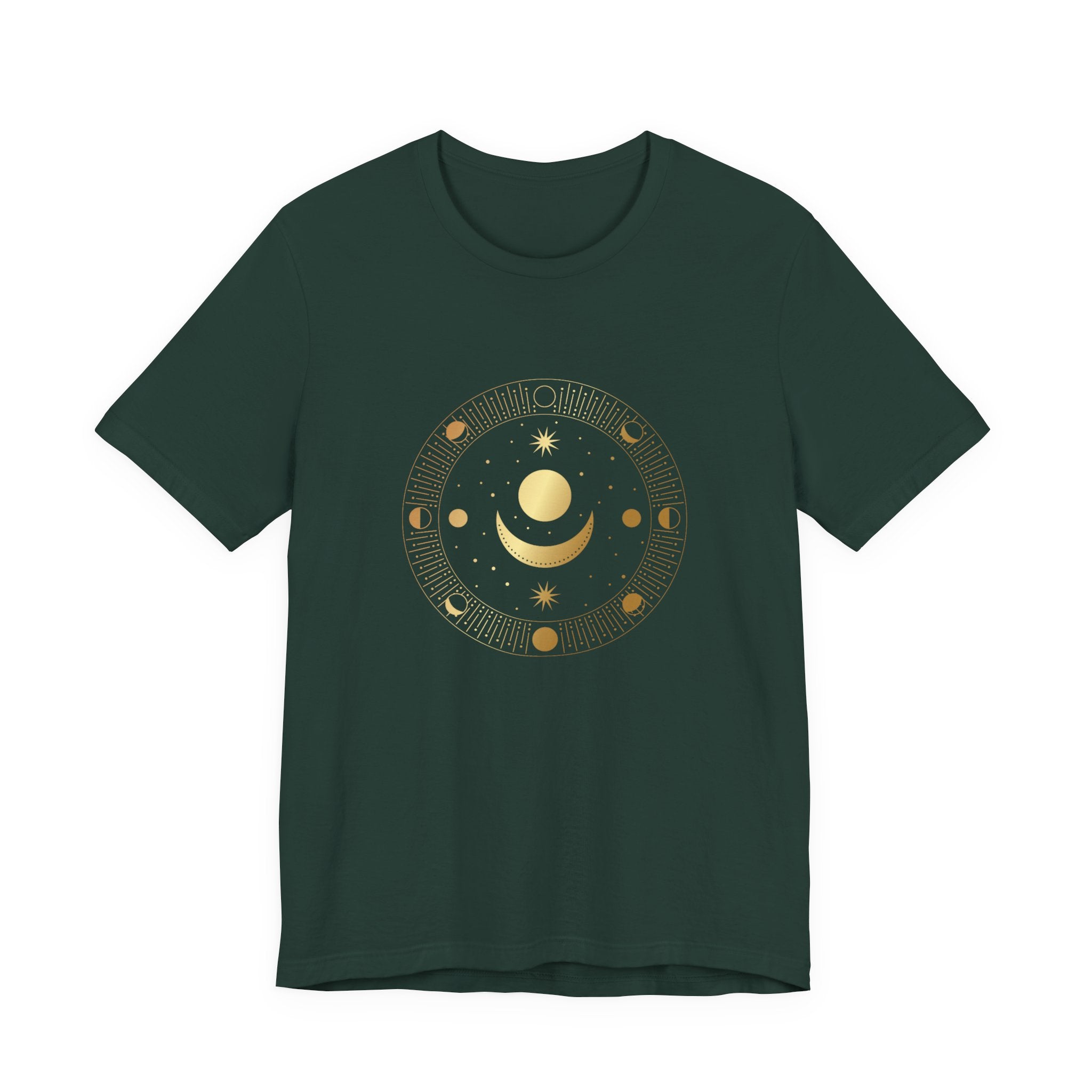 Moon Cycles Sacred Geometry T-Shirt | Celestial Shirt — Lunar Phases Spiritual Awareness Tee
