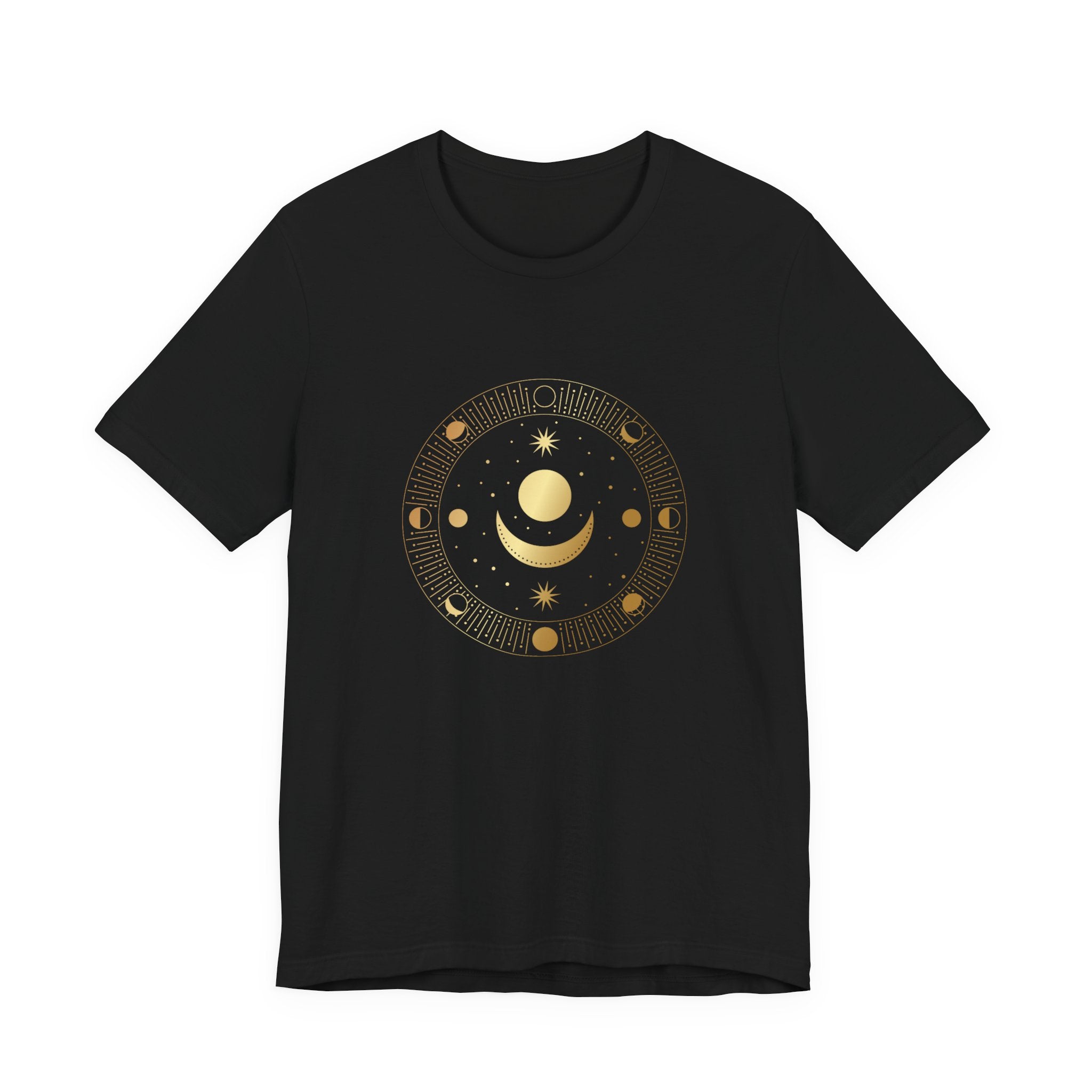 Moon Cycles Sacred Geometry T-Shirt | Celestial Shirt — Lunar Phases Spiritual Awareness Tee