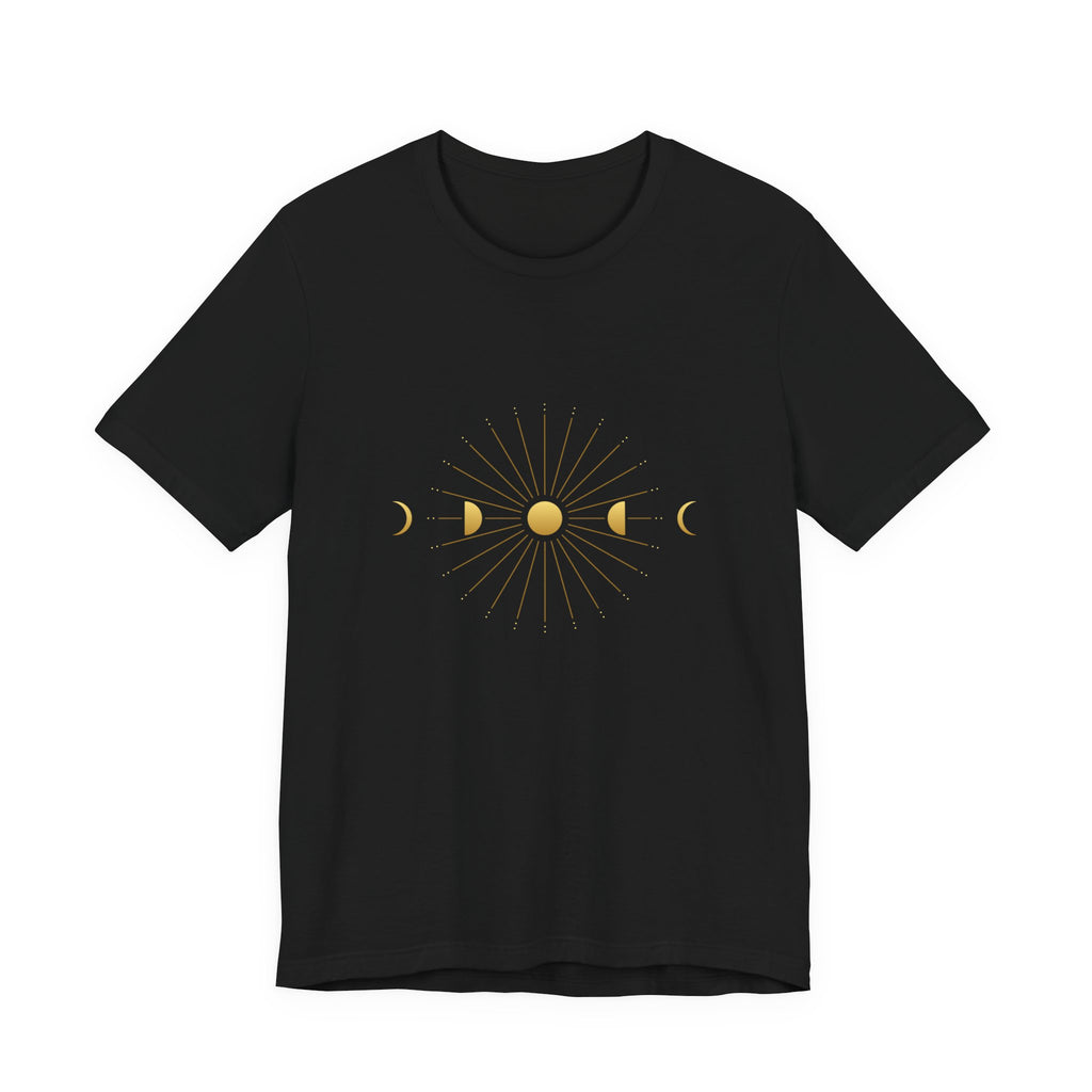 Moon Cycle Starburst T-Shirt | Celestial Sacred Geometry Shirt — Lunar Cycle Spiritual Tee