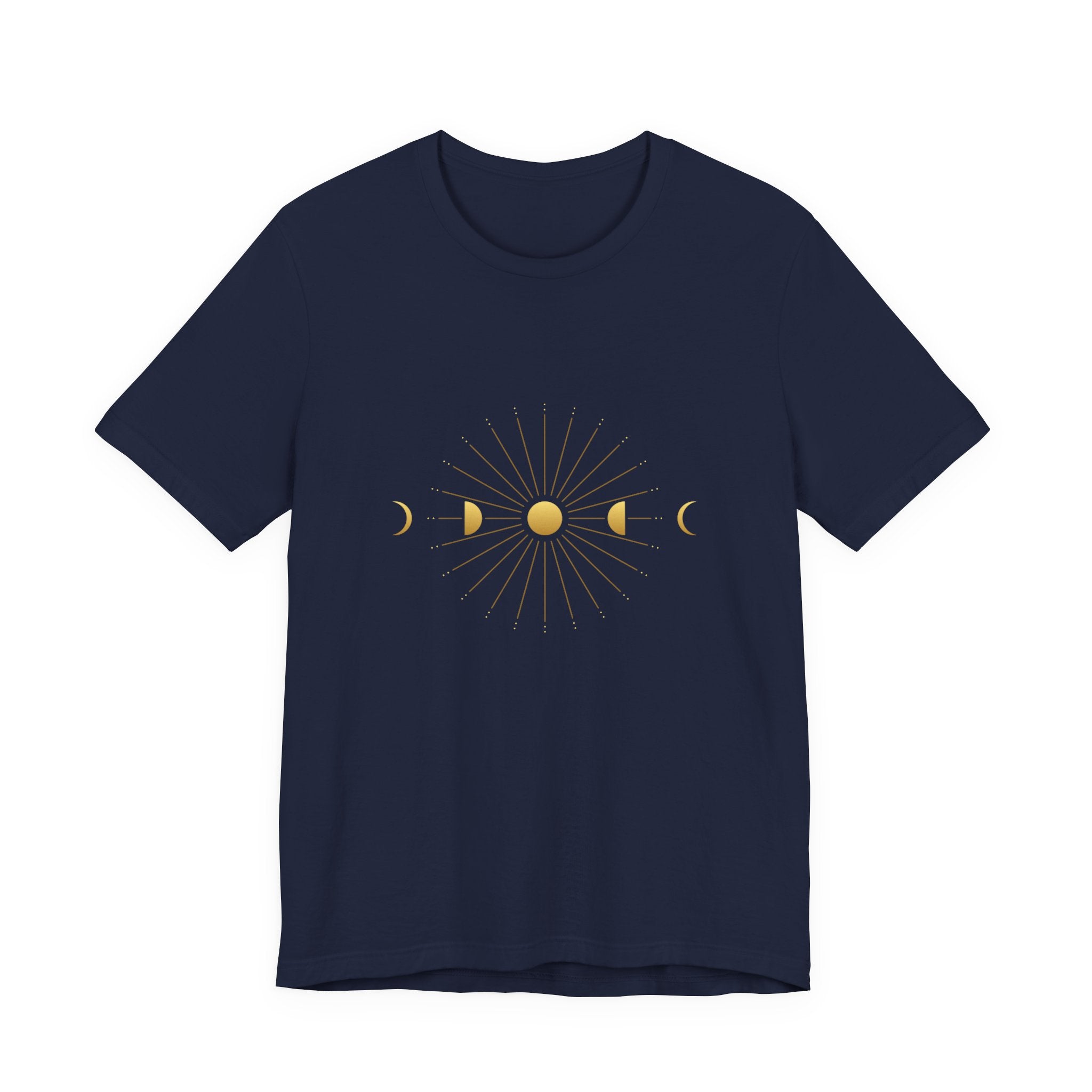 Moon Cycle Starburst T-Shirt | Celestial Sacred Geometry Shirt — Lunar Cycle Spiritual Tee