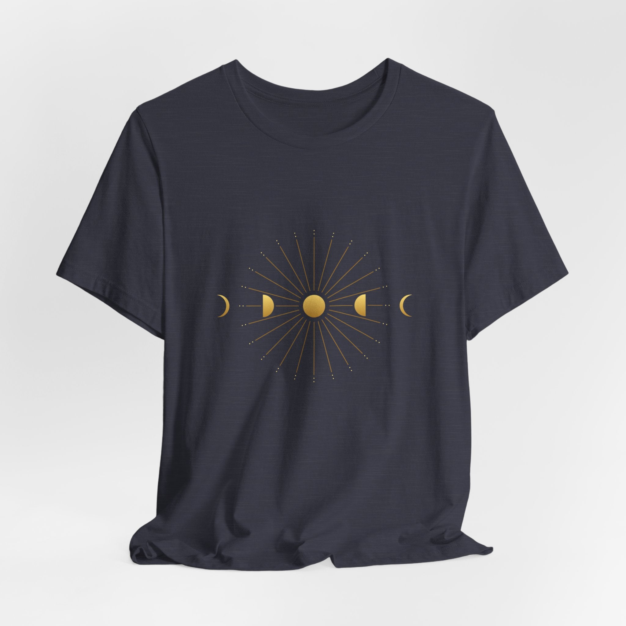 Moon Cycle Starburst T-Shirt | Celestial Sacred Geometry Shirt — Lunar Cycle Spiritual Tee