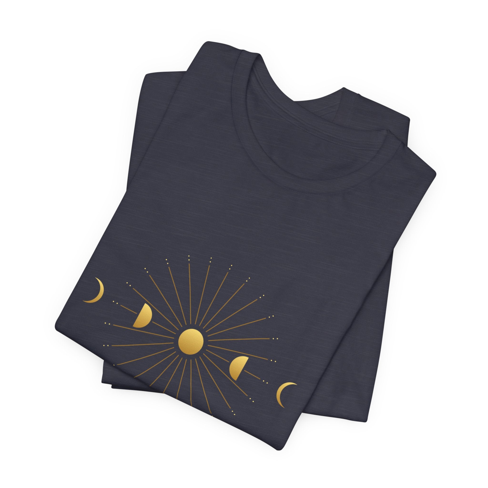 Moon Cycle Starburst T-Shirt | Celestial Sacred Geometry Shirt — Lunar Cycle Spiritual Tee