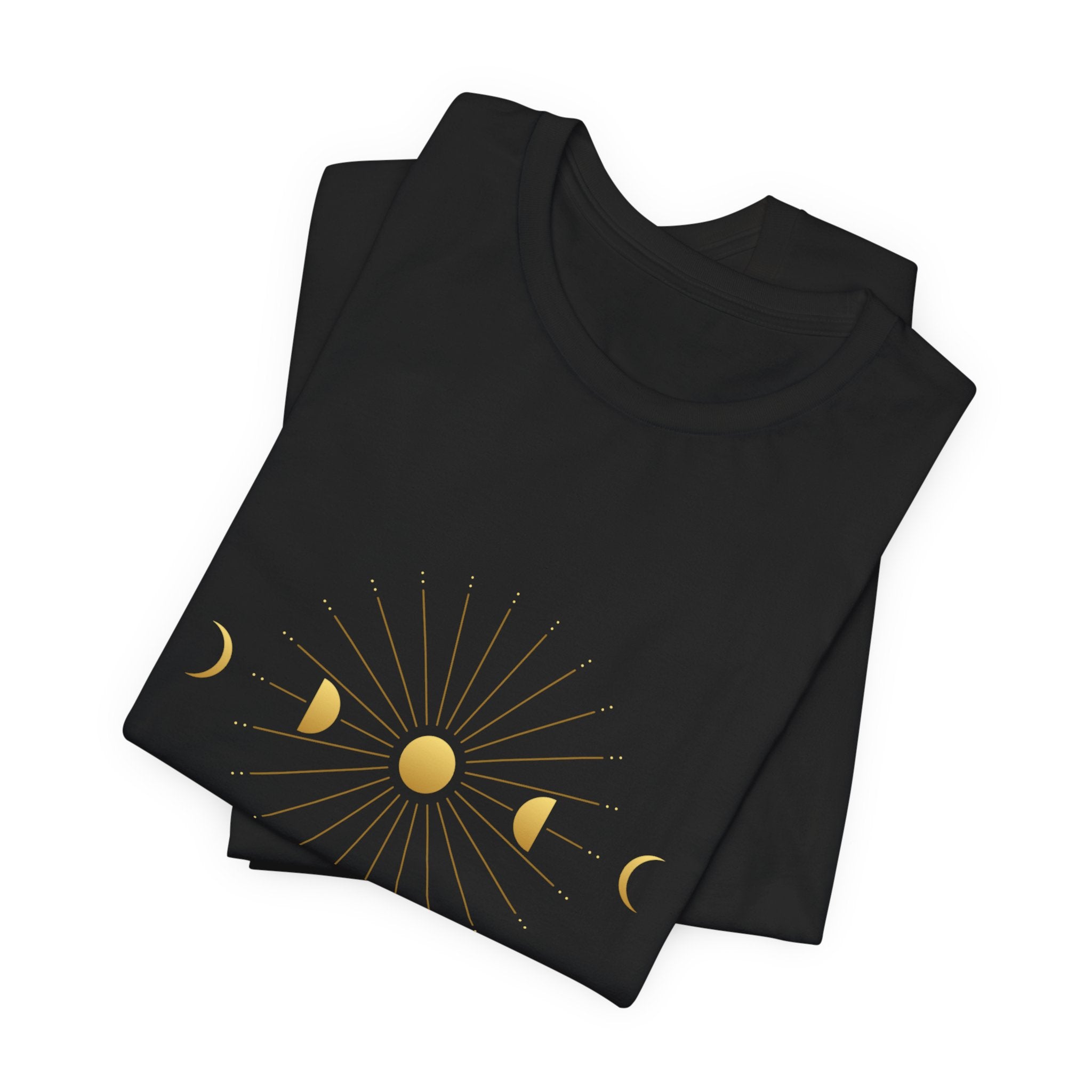 Moon Cycle Starburst T-Shirt | Celestial Sacred Geometry Shirt — Lunar Cycle Spiritual Tee