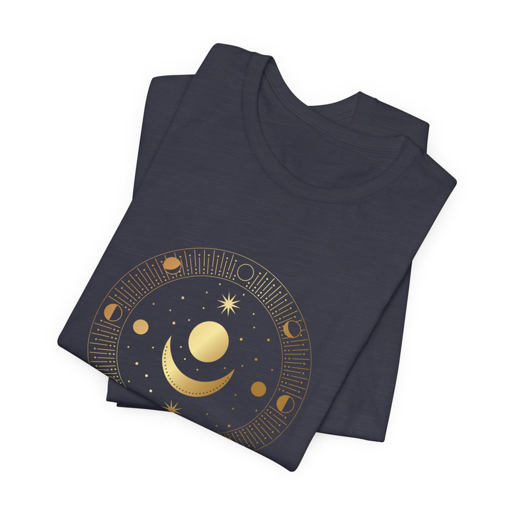 Moon Cycles Sacred Geometry T-Shirt | Celestial Shirt — Lunar Phases Spiritual Awareness Tee