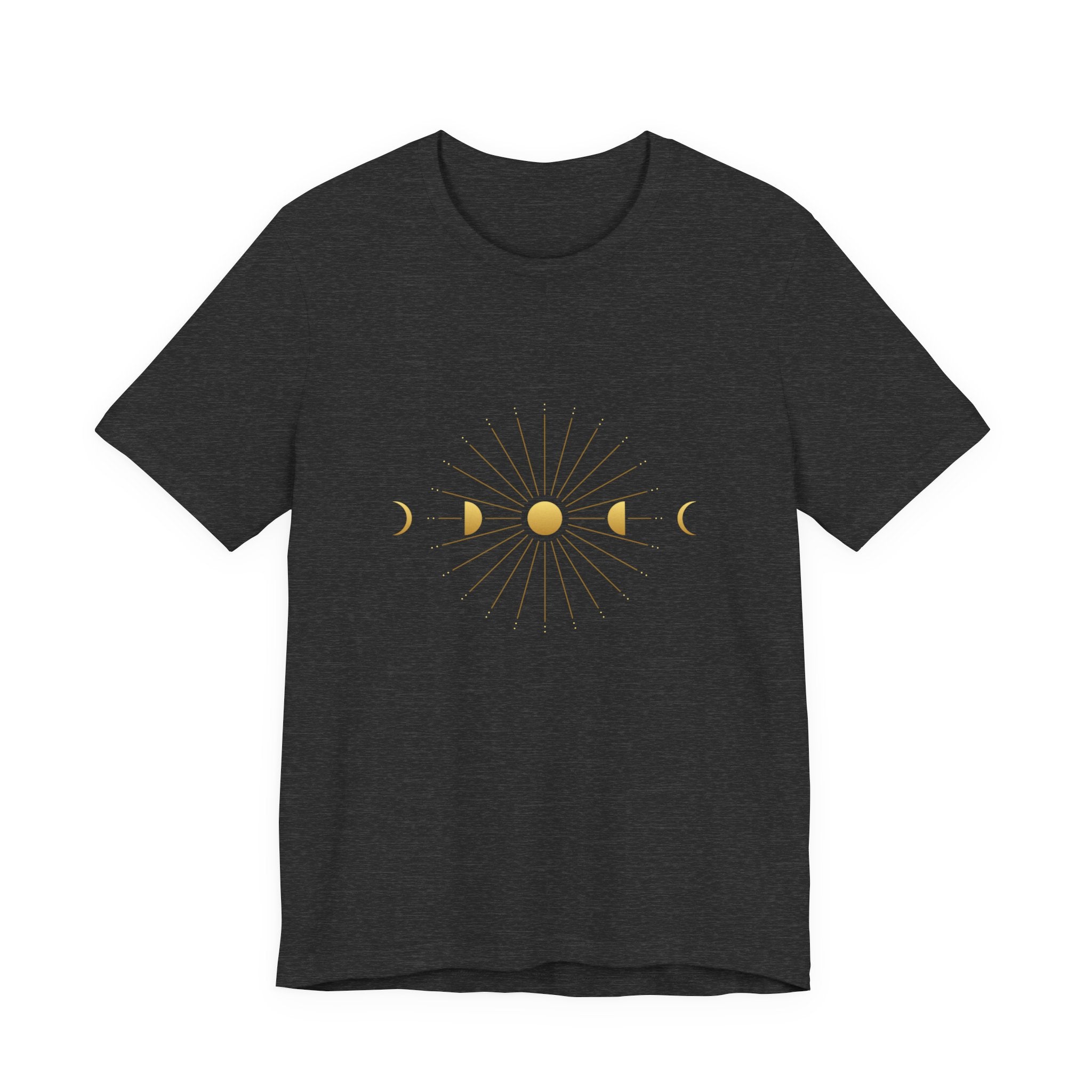 Moon Cycle Starburst T-Shirt | Celestial Sacred Geometry Shirt — Lunar Cycle Spiritual Tee