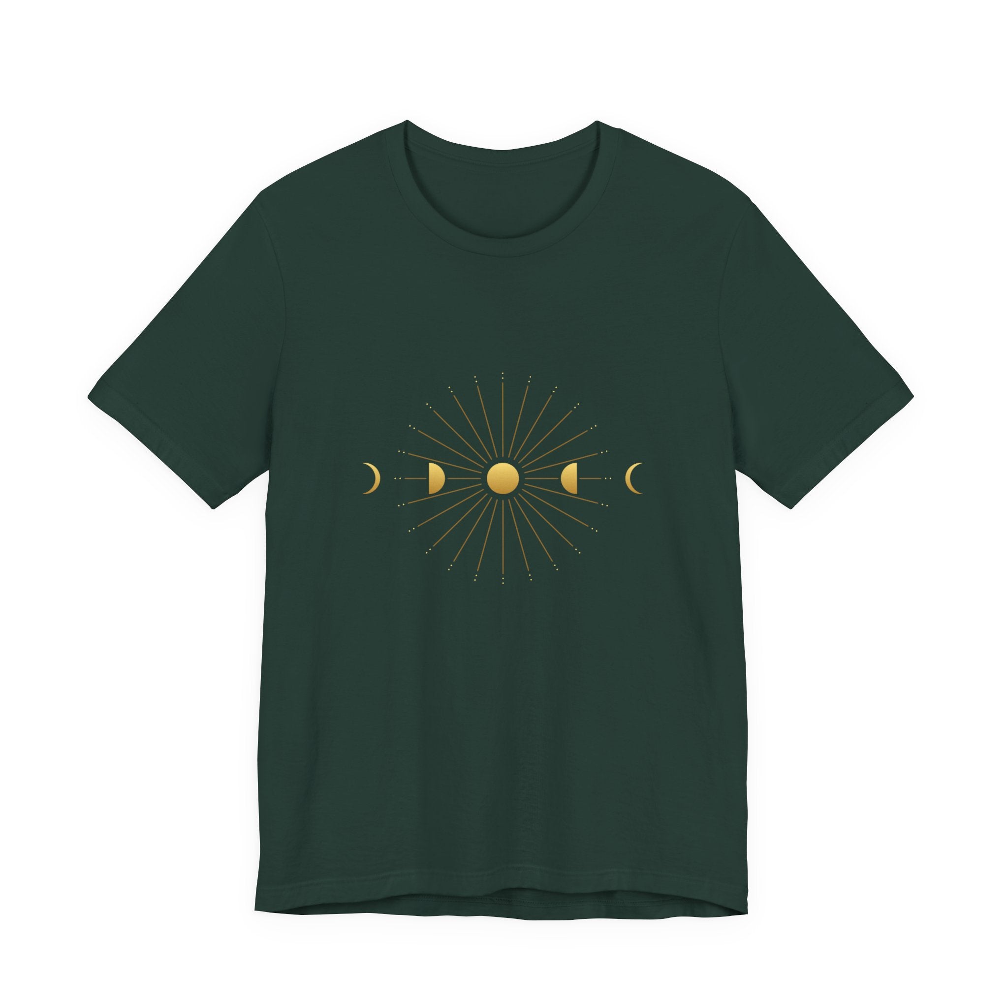 Moon Cycle Starburst T-Shirt | Celestial Sacred Geometry Shirt — Lunar Cycle Spiritual Tee